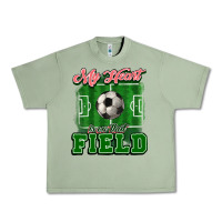 Oil Green My heart is on that court Soccer Urban Heavy Tee - HowdyJamesFarm