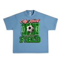 Pebble Blue My heart is on that court Soccer Urban Heavy Tee - HowdyJamesFarm