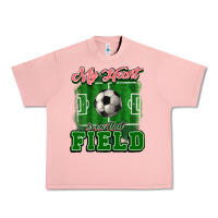 Salmon My heart is on that court Soccer Urban Heavy Tee - HowdyJamesFarm