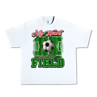 White My heart is on that court Soccer Urban Heavy Tee - HowdyJamesFarm