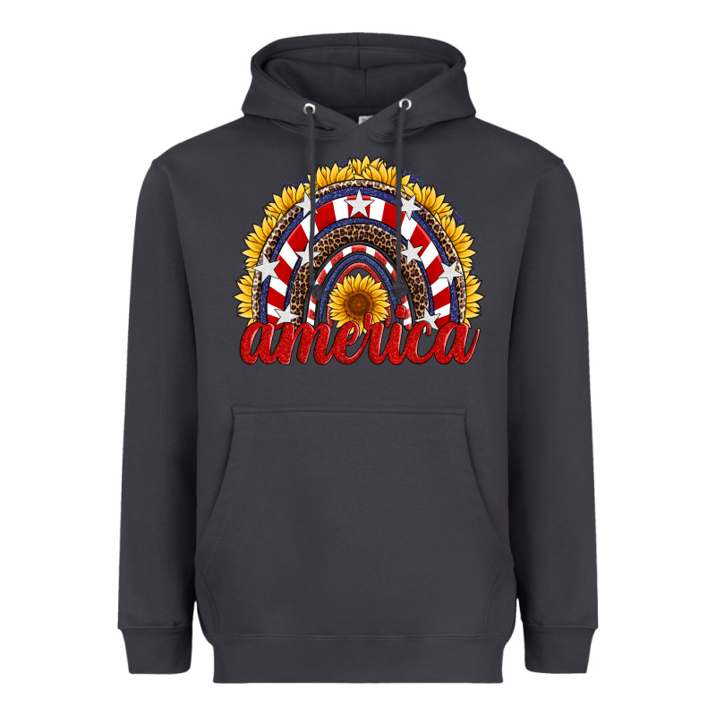 America Sunflower Rainbow Heavyweight Hoodie by Artiststas | Teevron
