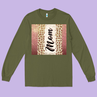 Rose Gold Mom Leopard Glitter Long Sleeve Tee Designed By Cowgirlartshop