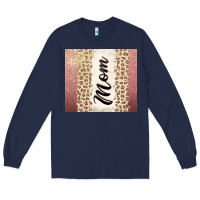 Navy Rose gold mom leopard glitter Long Sleeve Tee - CowGirlArtShop