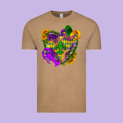 Mardi Gras Heart Vintage Tee Designed By Howdyjamesfarm