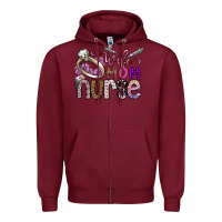 Burgundy wife mom nurse Zipper Hoodie - SublimationCraftShop