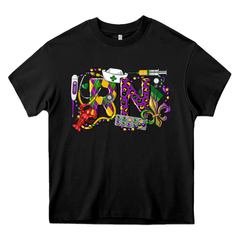 Rn Registered Nurse Mardi Gras Heavy Core Tee by LillyAllenDesigns | Teevron