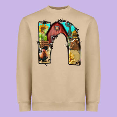 Farm Life Alphabet Lowercase Letters N Heavyweight Sweatshirt Designed By Bundleandbundleshop