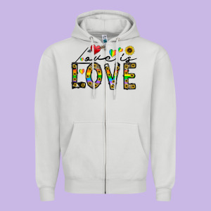 Love Is Love Zipper Hoodie Designed By Cowhidedigitalart
