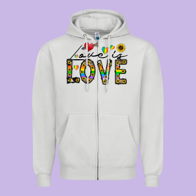 Love Is Love Zipper Hoodie Designed By Cowhidedigitalart