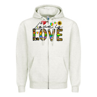 Oatmeal Heather love is love Zipper Hoodie - CowhideDigitalArt