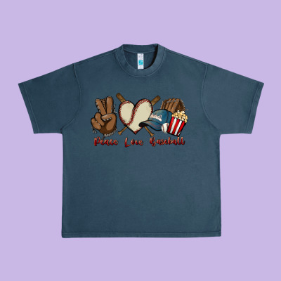 Peace Love Baseball Urban Heavy Tee Designed By Howdyjamesfarm