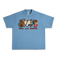 Pebble Blue Peace love Baseball Urban Heavy Tee - HowdyJamesFarm