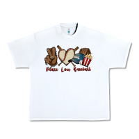 White Peace love Baseball Urban Heavy Tee - HowdyJamesFarm
