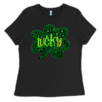 Black Lucky Shamrock St Patricks Day Ladies Tee - Bettercallsaul