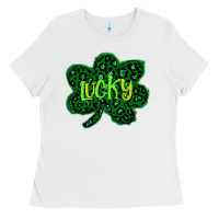 White Lucky Shamrock St Patricks Day Ladies Tee - Bettercallsaul