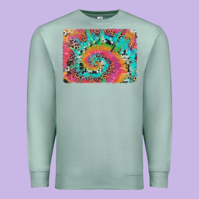 Tie Dye Leopard Cowhide Glitter Background Premium Sweatshirt Designed By Artiststas