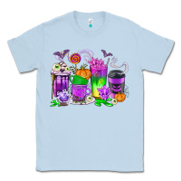 Dusty Blue Halloween Coffee Cups Classic Tee - texasbilliewilder