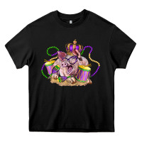 Black Mardi Gras pig Heavy Core Tee - LillyAllenDesigns