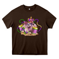 Chocolate Brown Mardi Gras pig Heavy Core Tee - LillyAllenDesigns