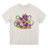 Cream Mardi Gras pig Heavy Core Tee - LillyAllenDesigns