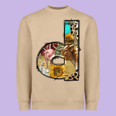 Farm Life Alphabet Lowercase Letters D Heavyweight Sweatshirt Designed By Bundleandbundleshop