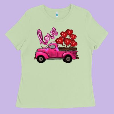 Valentine's Day Turck With Balloons Ladies Tee Designed By Ranaportraitstore