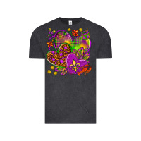 Vintage Black Mardi Gras hearts Vintage Tee - HowdyJamesFarm