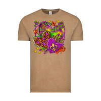 Vintage Coffee Mardi Gras hearts Vintage Tee - HowdyJamesFarm