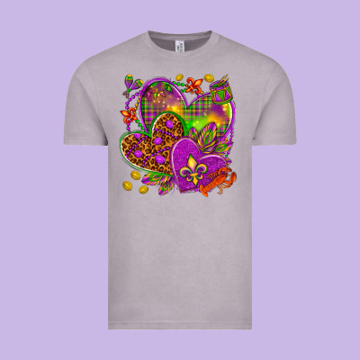 Mardi Gras Hearts Vintage Tee Designed By Howdyjamesfarm