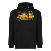 Black western bee gnomes truck sunflowers honeycomb beehive honey turquoise Heavyweight Hoodie - Artiststas