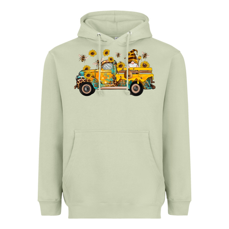 Western Bee Gnomes Truck Sunflowers Honeycomb Beehive Honey Turquoise Heavyweight Hoodie by Artiststas | Teevron