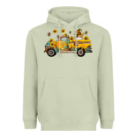 Matcha western bee gnomes truck sunflowers honeycomb beehive honey turquoise Heavyweight Hoodie - Artiststas