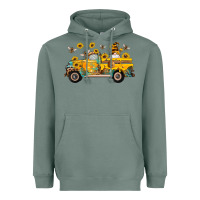 Sage western bee gnomes truck sunflowers honeycomb beehive honey turquoise Heavyweight Hoodie - Artiststas