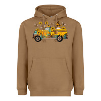 Toasted Coconut western bee gnomes truck sunflowers honeycomb beehive honey turquoise Heavyweight Hoodie - Artiststas