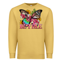 Antique Gold be free with butterfly and cactus flowers Premium Sweatshirt - Artiststas