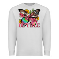 Dove Grey be free with butterfly and cactus flowers Premium Sweatshirt - Artiststas