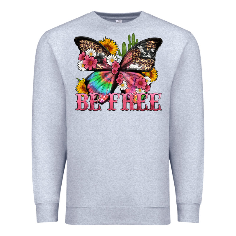 Be Free With Butterfly And Cactus Flowers Premium Sweatshirt by Artiststas | Teevron