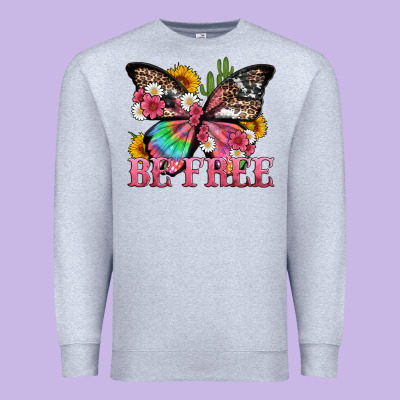 Be Free With Butterfly And Cactus Flowers Premium Sweatshirt Designed By Artiststas