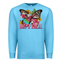 Ocean Blue be free with butterfly and cactus flowers Premium Sweatshirt - Artiststas