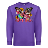 Purple be free with butterfly and cactus flowers Premium Sweatshirt - Artiststas