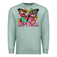 Seafoam be free with butterfly and cactus flowers Premium Sweatshirt - Artiststas
