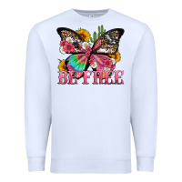 White be free with butterfly and cactus flowers Premium Sweatshirt - Artiststas