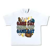 White Game Day lightning bolt Baseball Urban Heavy Tee - HowdyJamesFarm