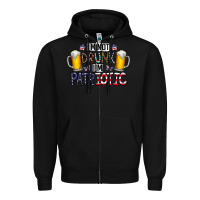 Black I'm Not Drunk I'm Patriotic Zipper Hoodie - CowhideDigitalArt