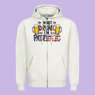 I'm Not Drunk I'm Patriotic Zipper Hoodie Designed By Cowhidedigitalart