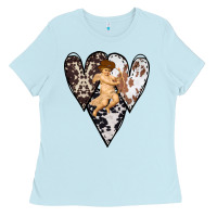 Country Cupid Valentine Cowhide Heart Ladies Tee | Teevron