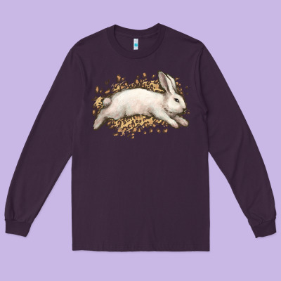 Bunny Rabbit Leopard Easter Day Long Sleeve Tee Designed By Howdyjamesfarm