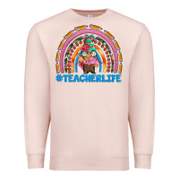 Pale Pink teacherlife and teacher gnome rainbow Premium Sweatshirt - Artiststas