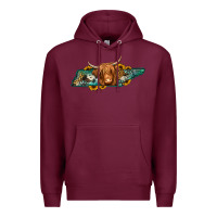 Burgundy tennessee map long haired cow Premium Hoodie - Jasminsmagicworld
