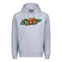 Heather Grey tennessee map long haired cow Premium Hoodie - Jasminsmagicworld